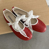 KYLETHOMASW  -  Fashion Round Toe Ballet Flats Women Butterfly-knot New Concise Casual Flat Shoes Comfy Silvery Brand Designer Women Shoes
