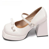 KYLETHOMASW  -  New Spring Platform Thick Heel Women Mary Jane Shoes Fashion Square Toe Shoes Ladies Elegant Height Increase Dress Shoes