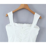 KYLETHOMASW  -  Pretty Girl Summer White Tank Mini Dress Women Elegant Square Neck Sleeveless Dresses Short Holiday Robe Cotton Vestidos