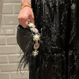 KYLETHOMASW  -  Fashionable Pearl Embedded Diamond Satin Handbag Women's New Square Bag Evening Dress Bag Small Crowd Design