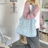 KYLETHOMASW  -  Women's Knitted Hollow Tote Bag Fresh Casual Aesthetic Daily Travel Shoulder Hobo Bag New Soft Fashion Simple Handbags