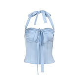 KYLETHOMASW  -  Summer New Bow Lace-up Top Neck Exposed Navel Vest Women