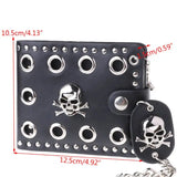 Kylethomasw Leather Cool Punk Gothic Western Skull Clutch Purse Wallets With Chain For Men