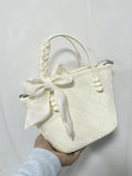 KYLETHOMASW  -  Retro White Handle Messenger Bag Women Silk Ribbon chic Large Capacity Bucket Bag Ladies Casual Crossbody Bags Aesthetic