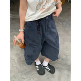 KYLETHOMASW  -  Women High-Waisted Cargo Wide-Leg Denim Shorts Green Gothic Y2K Harajuku Style Retro 2000s Jean Seven-Foot Clothes Summer