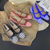 KYLETHOMASW  -  High Quality Checkered Design Mary Jane Shoes Women Inner Height Increase Flat Ballet Shoes Comfortable Soft Bottom Casual Shoes