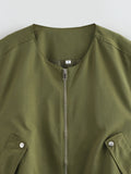 KYLETHOMASW  -  Autumn Women O Neck Front Zipper Loose Casual Vest Vintage Solid Sleeveless Outerwear