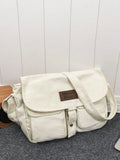KYLETHOMASW  -  Multi-Pocket Canvas Shoulder Bag For Women, Retro Literary Style Cloth Bag, Trendy Unisex Simple Style Bag, School Crossbody Bag