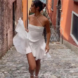 KYLETHOMASW  -  Vacation outfits party dresses for women Summer mini bodycon dress white evening dresses short black halter dress backless