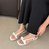 KYLETHOMASW  -  Elegant Women Low Heel Sandals Wedges Shoes Female Buckle Footwear Fashion Butterfly-Knot Ladies Heeled Sandals Shoes Pumps