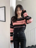 Kylethomasw Vintage Chic Striped Sweaters Women 2024 Autumn New Loose Knitted Pullover Y2k Grunge Long Sleeve Bottoming Tops