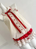 KYLETHOMASW  -  Women Cute Dress Sweet Halter Neck Polka Dot Bow Layered Ruffle Loose Short Daily Casual Fashion Summer New