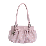 KYLETHOMASW  -  Women's Small Polka Dot Ruched Bow Shoulder Bag Sweet Retro Aesthetic Daily Dating Shopping Underarm Bag New Trend Handbags