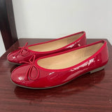 KYLETHOMASW  -  Glossy Red Bow Decor Round Toe Women's Flats and Loafers, Soft Patent Daily Sapato Feminino,Lightweight Commute Zapatos De Mujer