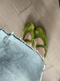 KYLETHOMASW  -  Leather Mary Janes Flats Shoes Women Cow Suede Buckle Strap Ballet Flats Shoes Ladies Spring Autumn Shallow Soft Casual Loafers