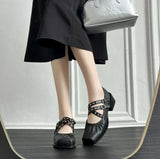KYLETHOMASW  -  Cross-strap Shallow Mouth Ballet Shoes Women's Summer New Square Head Thick Heel Versatile Mary Jane Pumps High Heels