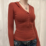 KYLETHOMASW  -  Casual Button Long-Sleeve T-Shirt Hoodie Knitwear for Women Autumn/Winter