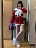 KYLTHOMASW  -   Women Hip Hop Suit Spring Women Fashion Temperament Retro Crop Baseball Uniform + Hip Skirt Hong Kong Style Vintage Set