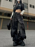 Kylethomasw Washed Do Old Ripped Jeans Women Streetwear Hip Hop Retro Oversize Spliced Straight Denim Pants Y2k Causal Mujer Bottoms