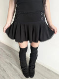 KYLETHOMASW  -  New Goth Harajuku Y2K Aesthetics Women's American Retro Lace Mini Skirt Sexy Cute Slim Fit Dark High-Waisted Pleated Skirts