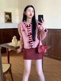 KYLTHOMASW  -  Sweet Hot Girl Suit Women's Winter Woolen Long-sleeved Cardigan Plaid Wrap Hip Skirt Two-piece Set Fashion Female Clothes