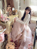 KYLTHOMASW  -  Princess sweet lolita Thin wisteria fake two-piece alpaca wool slimming knit cardigan