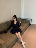 KYLETHOMASW  -  Sweater Dress Women Winter Japanese Fashion V Neck Sweet Slim Knitted Dresses Female Solid Y2k Outfits Y2k Vintage Clothing Chic