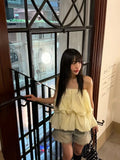 KYLETHOMASW  -  2025 Double Layered Ruffled Flower Bud Strapless Vest Women Summer New Sweet Temperament Versatile Sleeveless Top