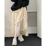 KYLTHOMASW  -  Maxi Long Tulle White Skirts for Women Gothic Pleated Skirt Casual Party Fairycore Summer Winter Jupe Longue 2024 Falda Mujer