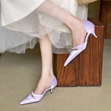 KYLETHOMASW  -  Pointed Toe Pumps Women Summer 2024 New Sandals Female Slingback High Heels Designer Brand Comfy Elegance Low Heel Office Shoes