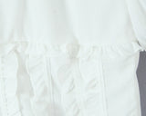 KYLETHOMASW  -  Sweet White Embroidery Hollow Out Hole Splice Lace Elastic U Collar Short Sleeve Shirt Women Center Buttons Slim Crop Tops