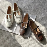 KYLETHOMASW  -  Fashion Pointed Toe Buckle Strap Flat Shoes 2025 Roman Retro Solid Color Casual Shallow Mouth Flats Comfy Soft Women Flat Shoes