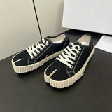 KYLETHOMASW  -  Canvas Tabi Sneakers Women Split Toe Flats Ladies Low Top Tabi Shoes Pig Hoof Shoes Loafers Zapatos De Mujer