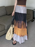 KYLETHOMASW  -  Office Lady Long Skirts Patchwork Women Vacation New Daily High Waist Summer 2024 Mujer Vintage Elegant Slim Chic