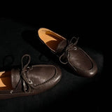 KYLETHOMASW  -  New Leather Flats Shoes Women's Loafers Round toe Vintage Suede Leather Ladies Casual British Style Flat Single Shoes