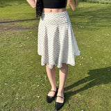 KYLETHOMASW  -  Elegant Vacation Polka Dot A Line Skirt Women Ruffle Wrap Midi Skirt Spring Summer Casual Vintage Streetwear Office Lady