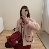 KYLETHOMASW  -  Sweet Hot Girl O-neck Double-sided Woolen Coat Women's Autumn/winter O-neck Lace-up Loose Coat Fashion Female Clothes