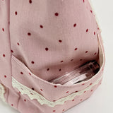 KYLETHOMASW  -  Polka Dot Lace Tote Bag Large Capacity Women's Shoulder Bag Student Commuter Handbag with Contrast Trim Lightweight Shopping Bag