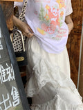 KYLETHOMASW  -    White Cake Skirts Women Fashion Vacation Sweet 2024 Loose All Match Casual Gentle Office Lady Daily Chic Summer