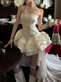 KYLETHOMASW  -  Summer French Sweet Sexy Elegant Evening Dress Women Chic Y2k Strapless Birthday Party Dress Harajuku Fairy Princess Outfits New