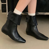 Black Ankle Boots For Woman Fall Short Shoes Casual Back Buckle Ladies Boots Low Heel Square Toe Designer Shoes Bottes Femme