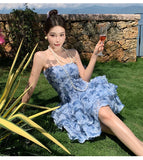 KYLETHOMASW  -  3DThree Dimensional Floral Rose Vintage Waist Cinched Strapless Mini Dress Women Summer Sleeveless Runway Dreses Female Clothing