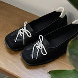 KYLETHOMASW  -  Shallow Sport Ballet Shoes Women Square Toe Round Flat Bottom Cross Tied Mixed Colors Mary Jane Shoes New Fashion Slip on Shoes