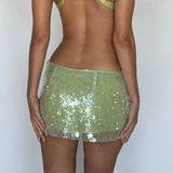 KYLETHOMASW  -  Silver Sequin Skirt Woman High Waist Mini Skirt Woman Fashion Shiny Glitter Elegant Short Skirts For Women Y2k Skirts