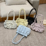KYLETHOMASW  -  Women's Small Polka Dot Ruched Bow Shoulder Bag Sweet Retro Aesthetic Daily Dating Shopping Underarm Bag New Trend Handbags