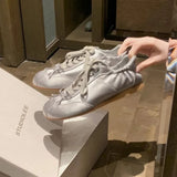 KYLETHOMASW  -  Women's German Training Shoes 2025 Summer Pearl Mesh Breathable Forrest Gump Shoes Soft Sole Silver and White