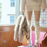 KYLETHOMASW  -  Fluffy Rabbit's Ears Drawstring Backpack Y2k Aesthetic All Match Casual Backpacks Trendy Women Students Kawaii Cute Schoolbags