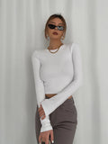 Kylethomasw High Quality Luxury Brand Shows Thin Elastic Tight Short T-shirt Long Sleeve Hot Girl High Waist Y2K Top Fashion Women Clothing