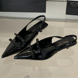 Kylethomasw Butterfly-Knot Pointed Toe Women Sandals Summer Fashion Low Heel Slingback Shoe Ladies  Sexy Wedding Dress Elegant Women Pumps