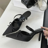 KYLETHOMASW  -  Street Style Pointed Toe Women Slippers Pumps Sexy Thin Heels Mule Slippers Party Prom Shoes Zapatos De Mujeres